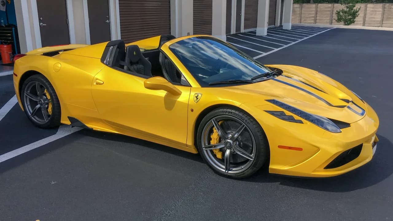 2015 ferrari 458 spider aperta giallo triplo strato